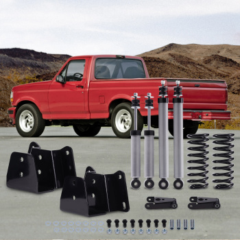 3 Drop Lowering Springs 4 Shackles Hangers Shocks Kit compatible for Ford F100 F150 73-79