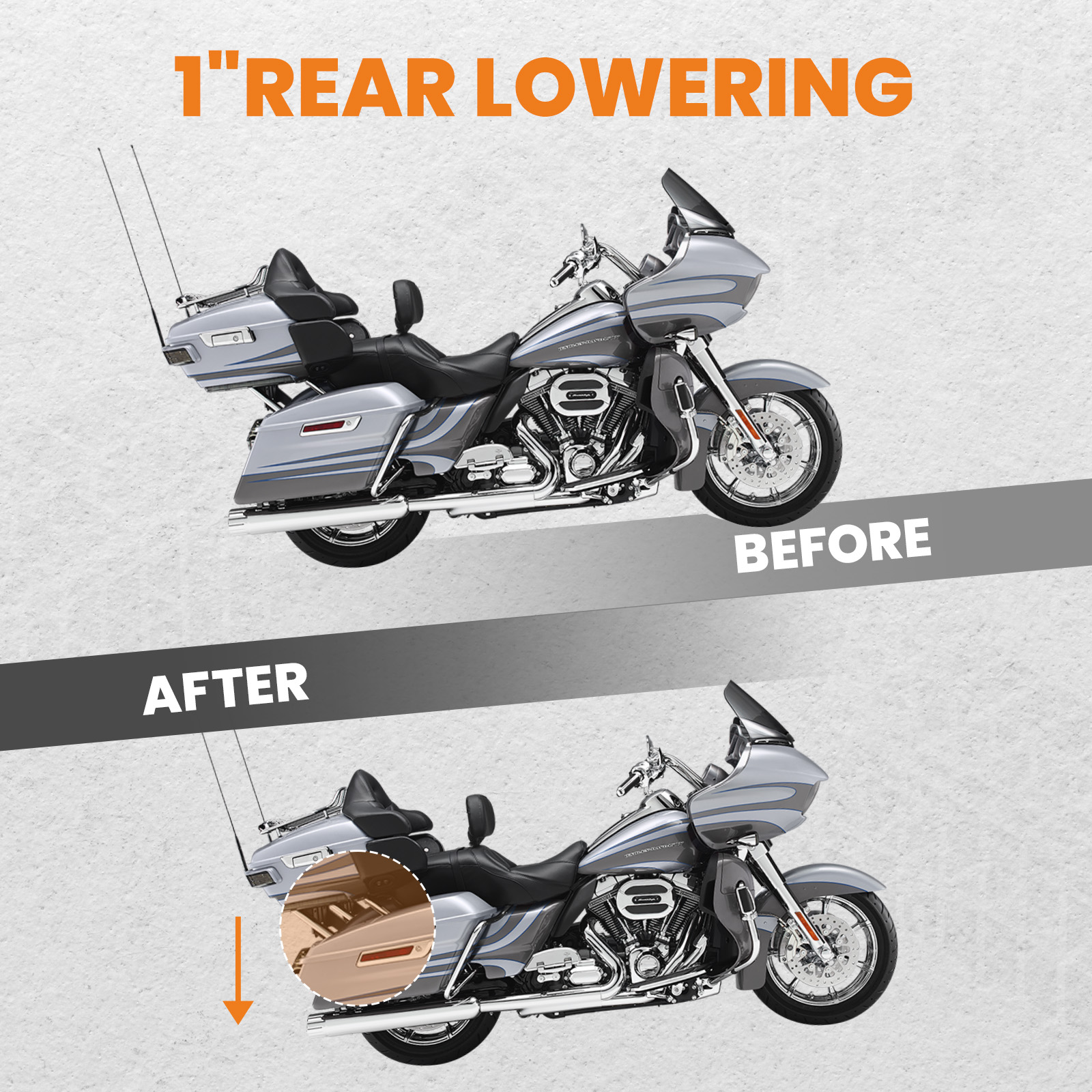 Rear 1 inch Lowering Kit compatible for Harley-Davidson Road Glide