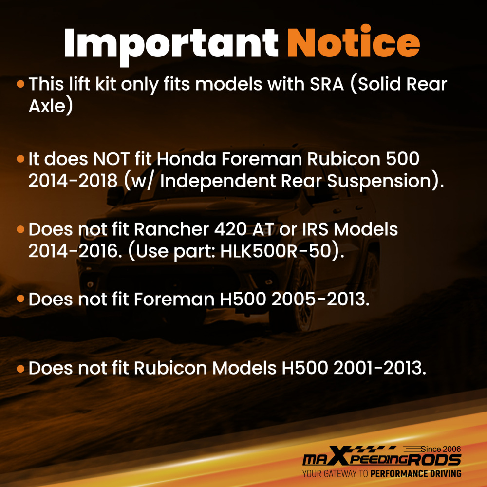 2inch Lift Kit compatible for Honda Foreman 500 2014 2015 2016 17 18
