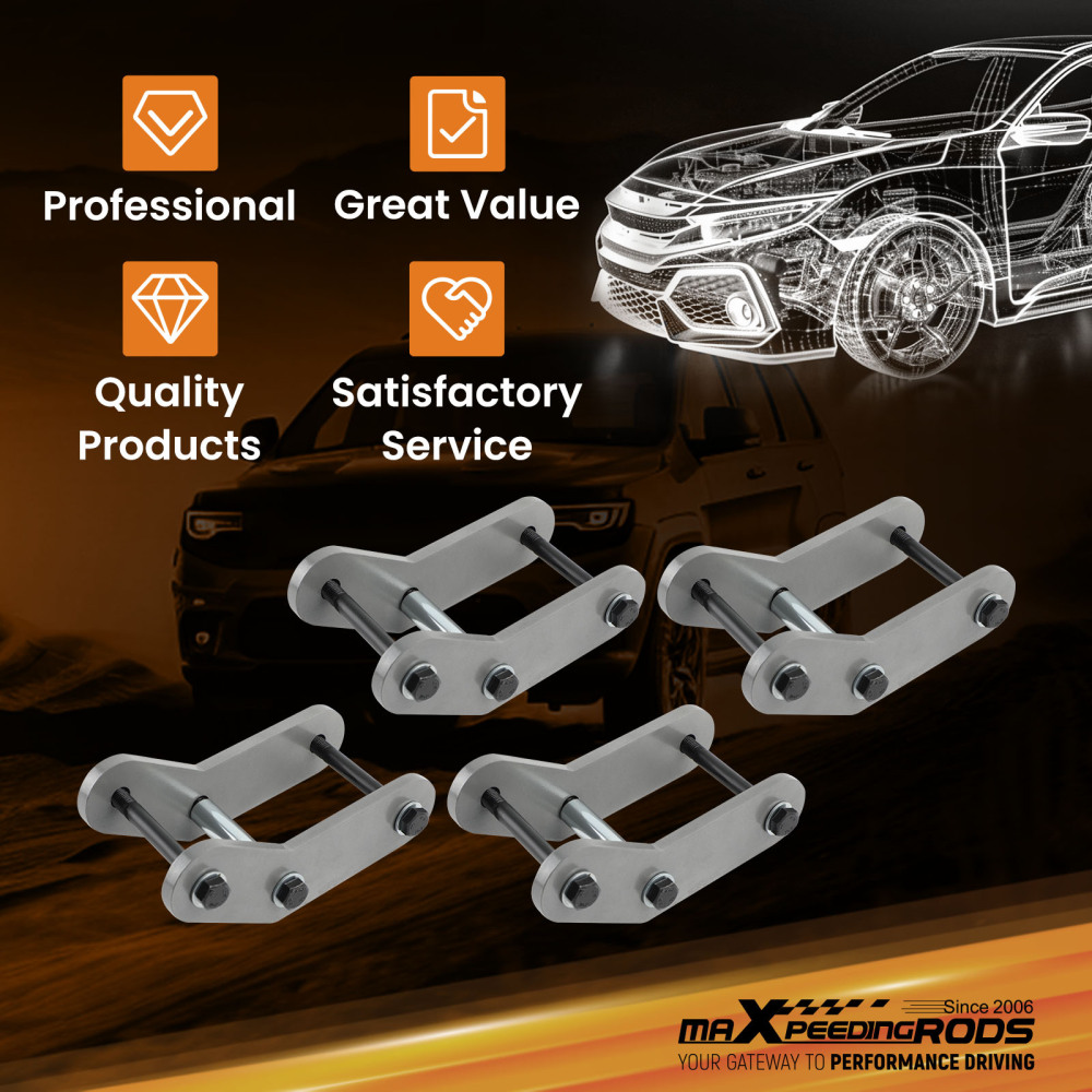 1.25 inch Lift Level Kit Shackles Front Rear compatible for Jeep Wrangler YJ 1987-1995	