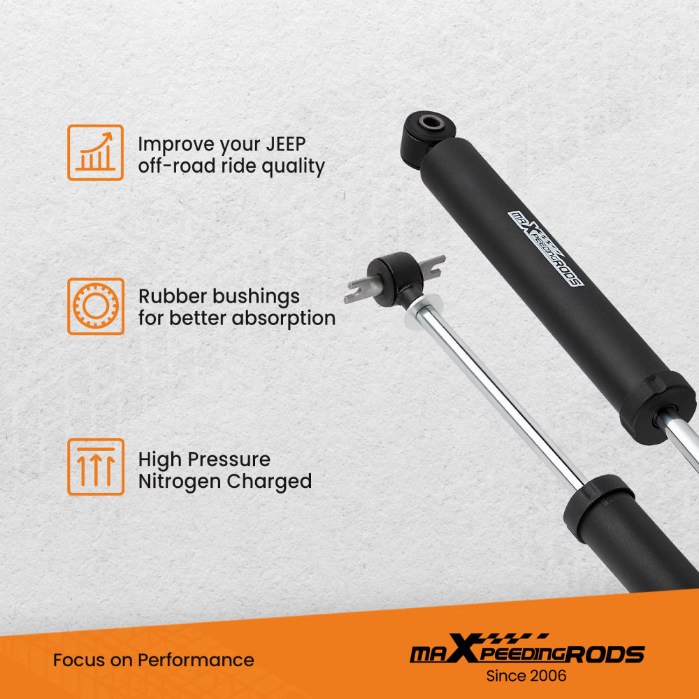 2 Pcs 0-3 Rear Shock Absorbers compatible for Jeep Wrangler JK 2007 2008 2009 2010