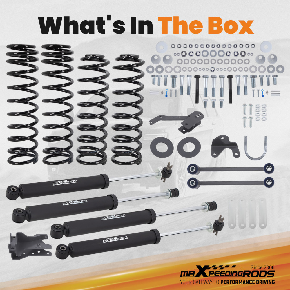 4in Lift Kit w/ Shocks compatible for Jeep Wrangler JK Unlimited 4-Door 2007-2018