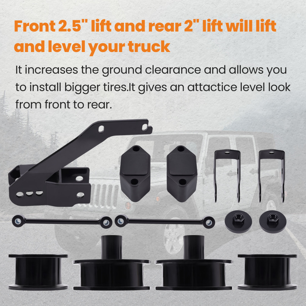 Front 2.5Rear 2 Leveling Lift Kit compatible for Jeep Wrangler JK 2007-2018