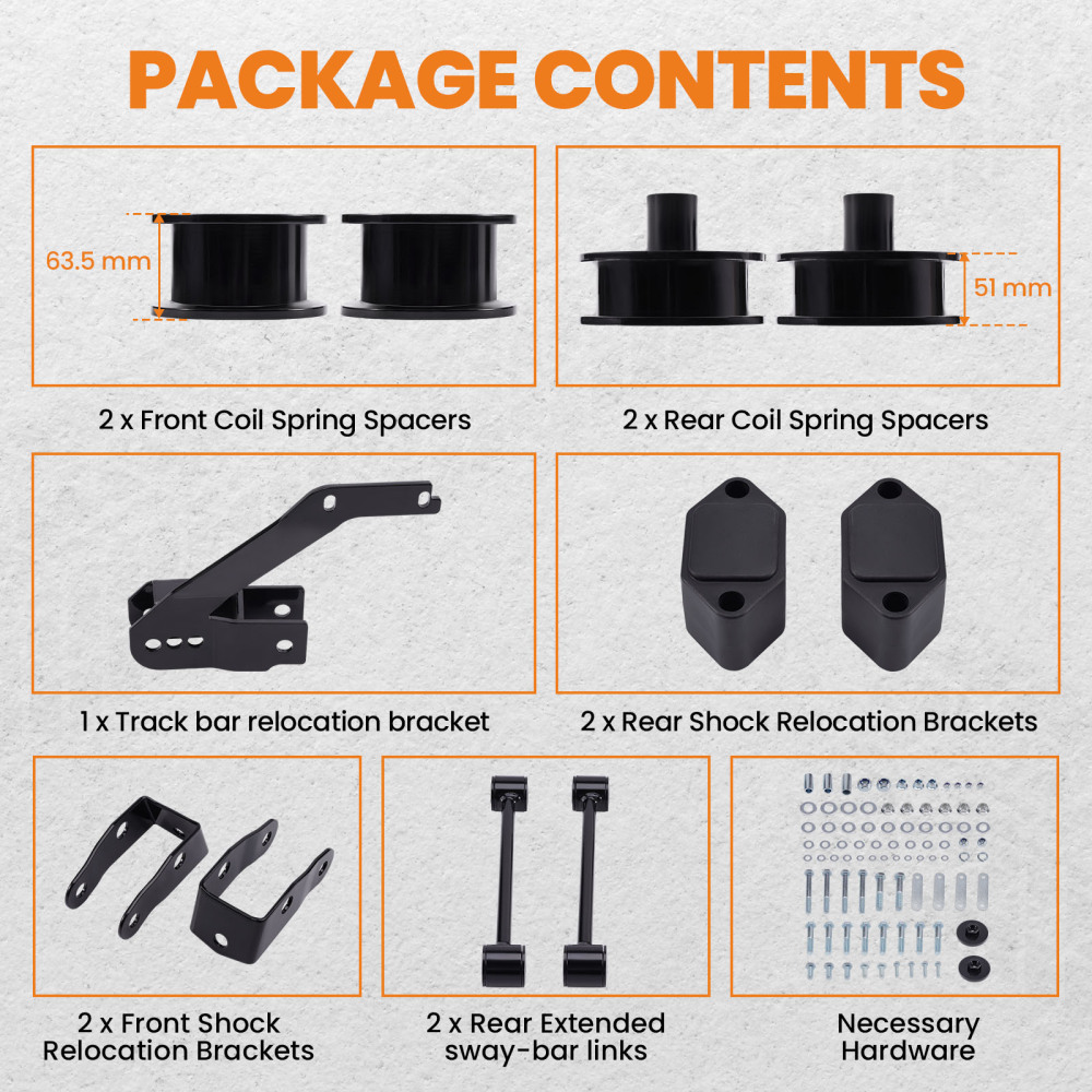 Front 2.5Rear 2 Leveling Lift Kit compatible for Jeep Wrangler JK 2007-2018