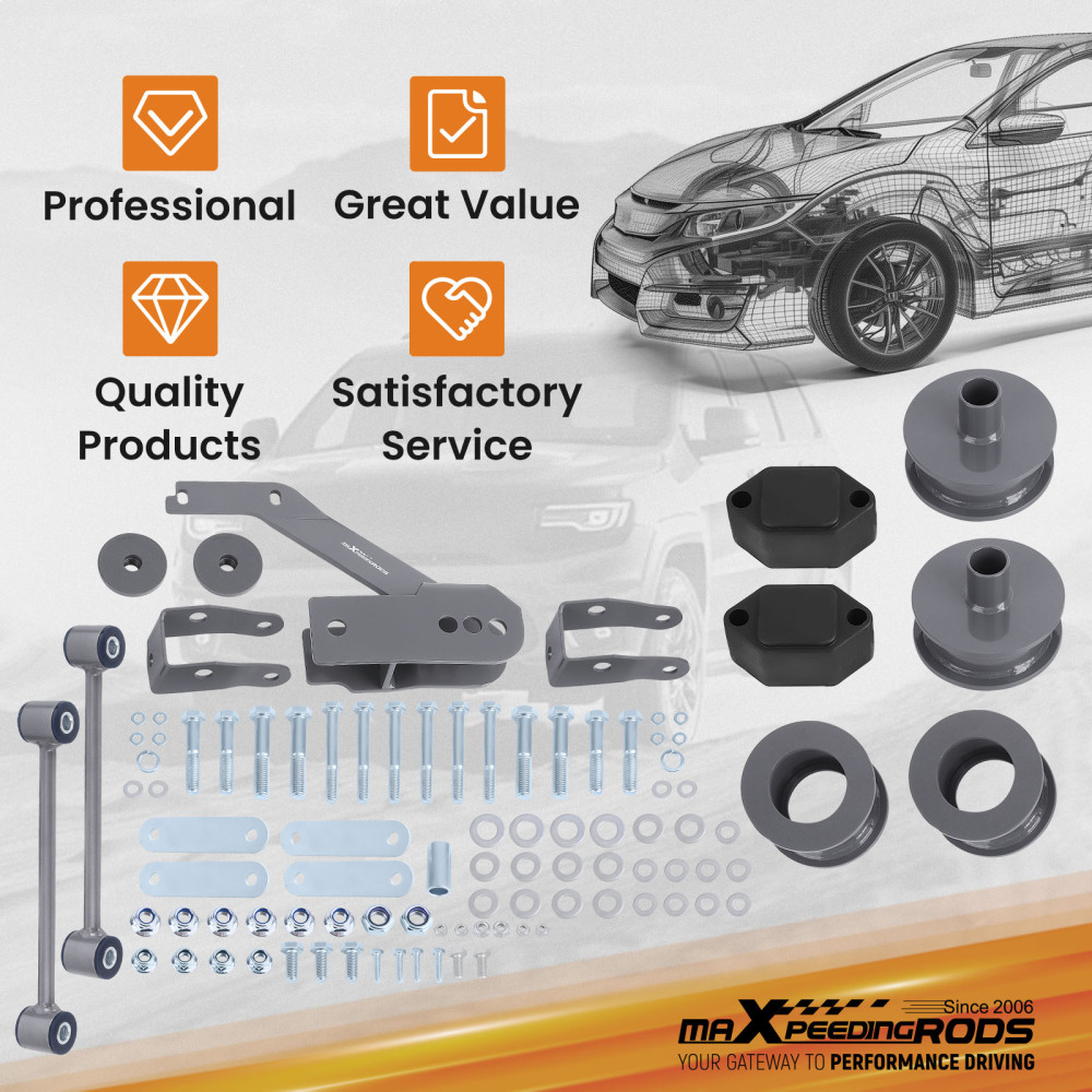 Front 2.5Rear 2 Leveling Lift Kit compatible for Jeep Wrangler JK 2007-2018