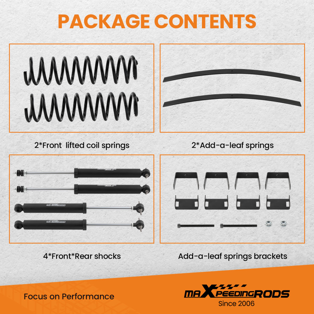3 Lift Kit w/ Nitrogen Shocks compatible for Jeep Cherokee XJ 2WD/4WD 1984-2001