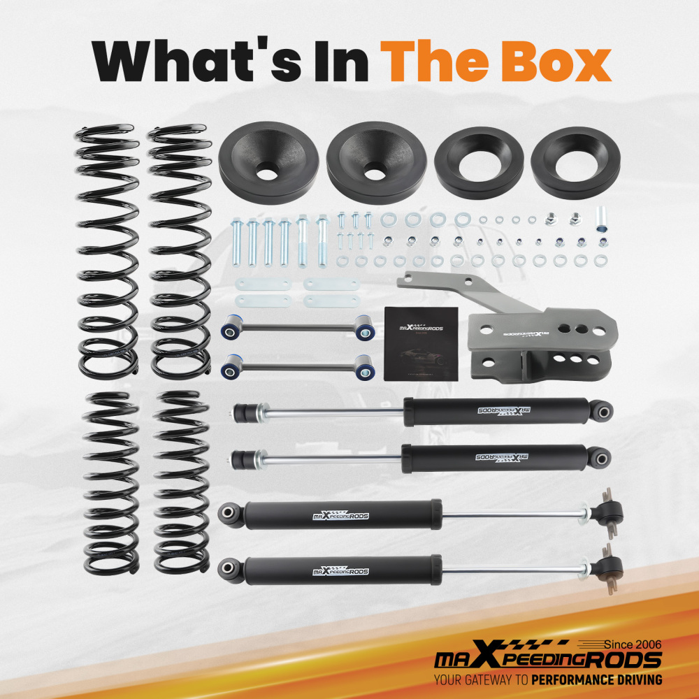 3.25 Lift Kit compatible for Jeep Wrangler JK 4-Door 2007-18 Coil Springs Shocks Bracket