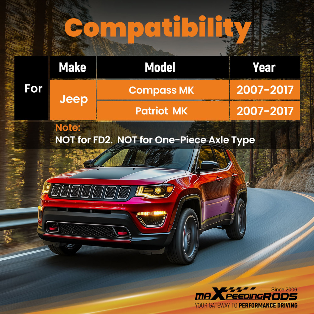 Kit di sollevamento livellamento anteriore + posteriore compatibile per Jeep Patriot MK Sport 2007-17 2009 2010