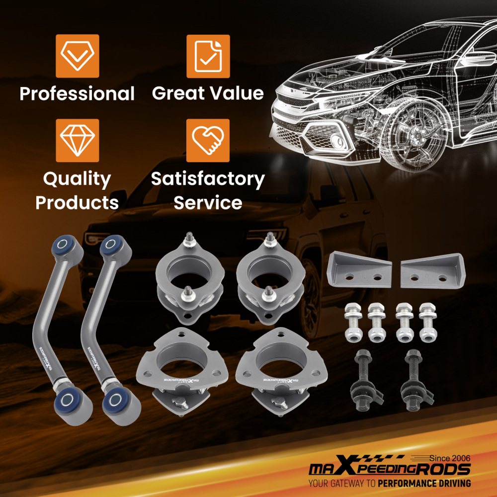 Kit di sollevamento livellamento anteriore + posteriore compatibile per Jeep Patriot MK Sport 2007-17 2009 2010