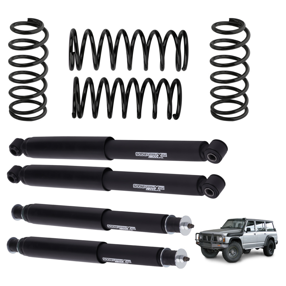 2 Lift Kit Coil Springs + Shocks compatible for Nissan Patrol GQ Y60 GU Y61 1988-2016