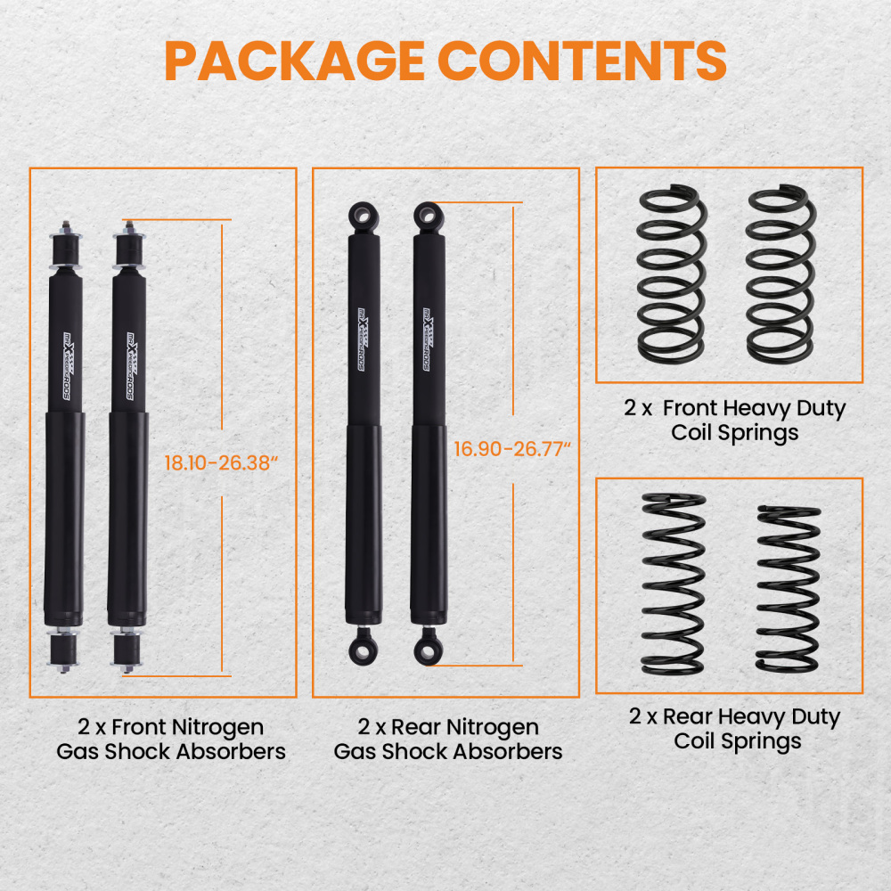 2 Lift Kit Coil Springs + Shocks compatible for Nissan Patrol GQ Y60 GU Y61 1988-2016