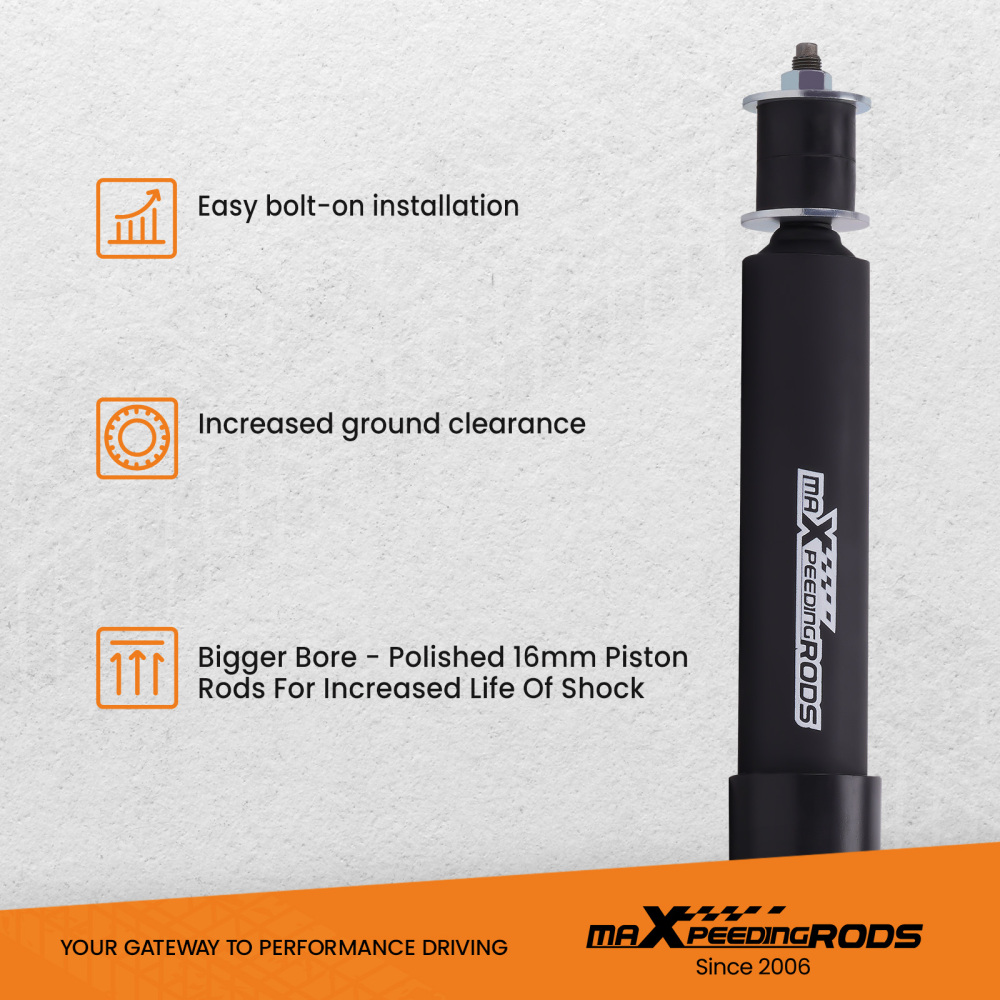 2 Lift Kit Coil Springs + Shocks compatible for Nissan Patrol GQ Y60 GU Y61 1988-2016