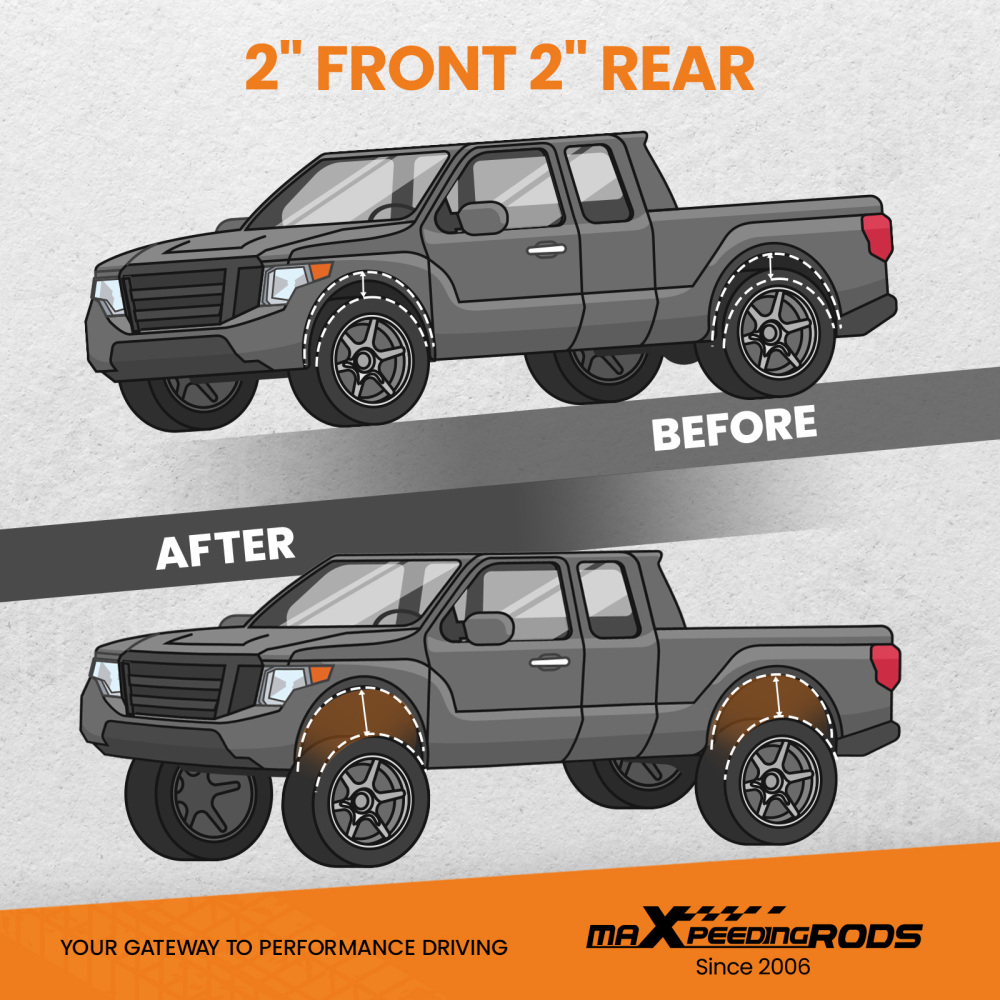 2 Lift Kit Coil Springs + Shocks compatible for Nissan Patrol GQ Y60 GU Y61 1988-2016