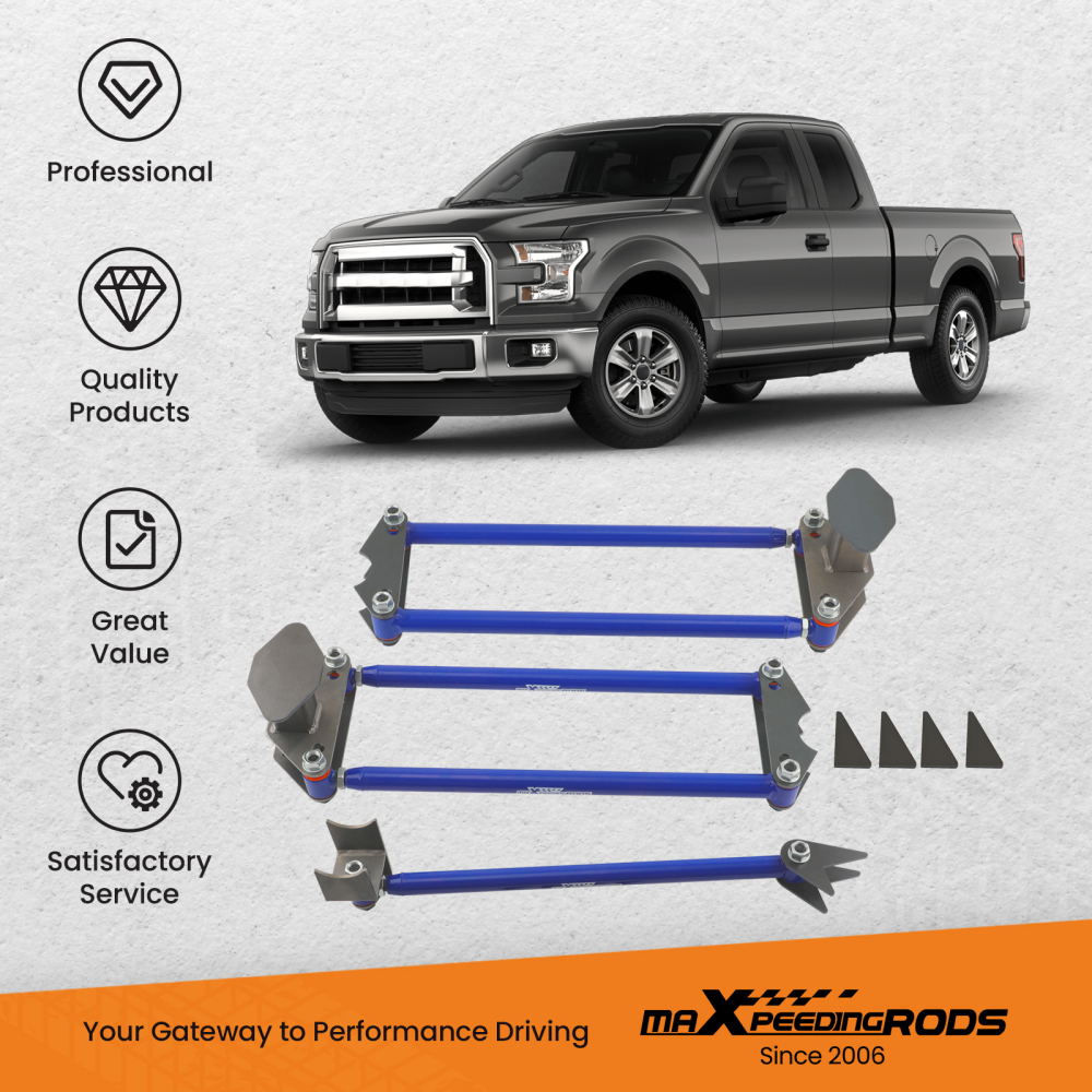 Universal Rear Weld On 4 Link Suspension Lift Kit Heavy Duty 24 Steel Bars Blue