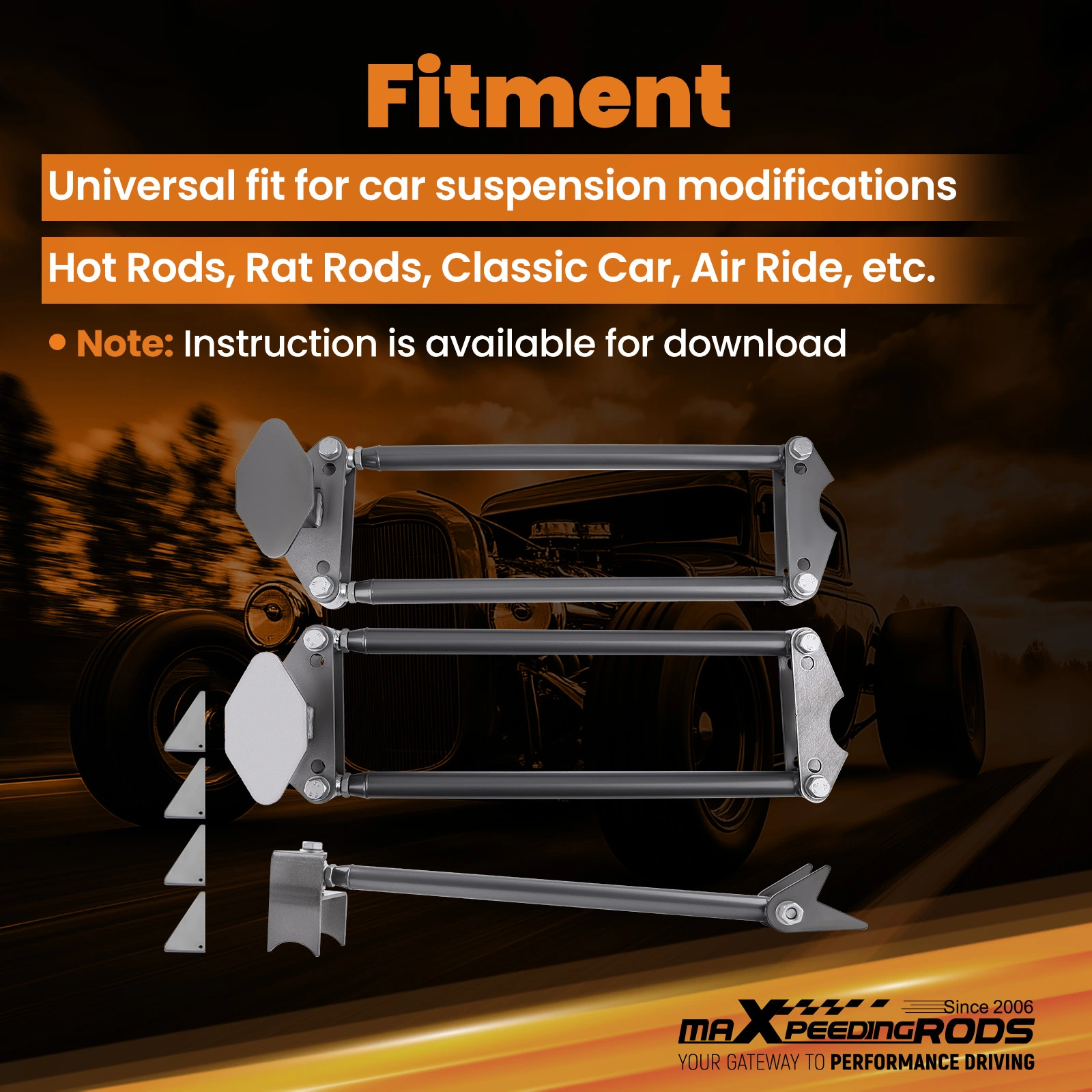 Weld On Parallel 4 Link Suspension Hot Rod Rat Truck Classic Car Air Ride, image size:1600x1600
