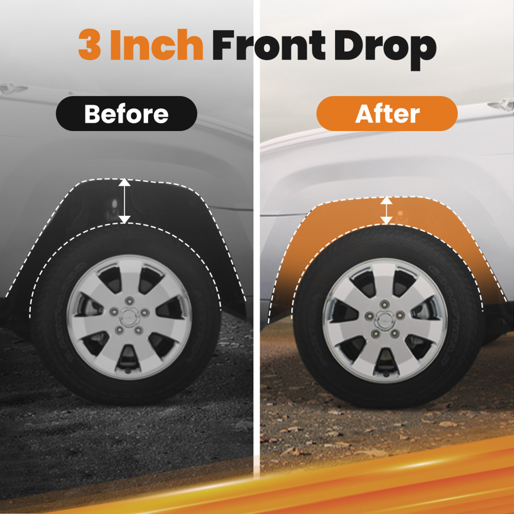 3 Front Coil Springs Drop Kit compatible for Chevy Silverado GMC Sierra 1500 2007-15