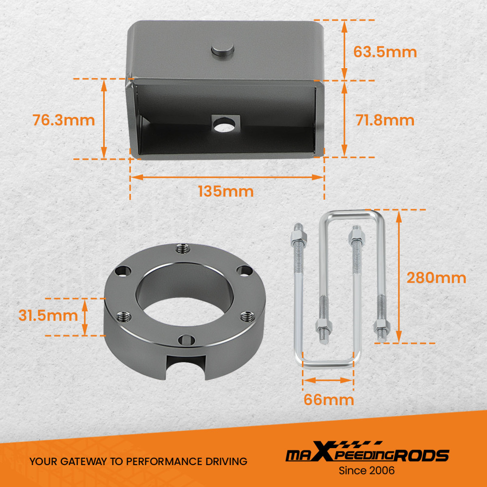 maXpeedingrods 3 Front 3 Rear Lift Kit Compatible for Toyota Tacoma 6LUG 2WD1995.5-2004 Diff Drop
