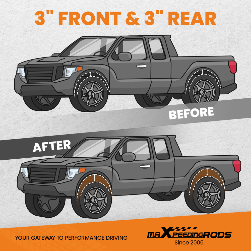 maXpeedingrods 3 Front 3 Rear Lift Kit Compatible for Toyota Tacoma 6LUG 2WD1995.5-2004 Diff Drop