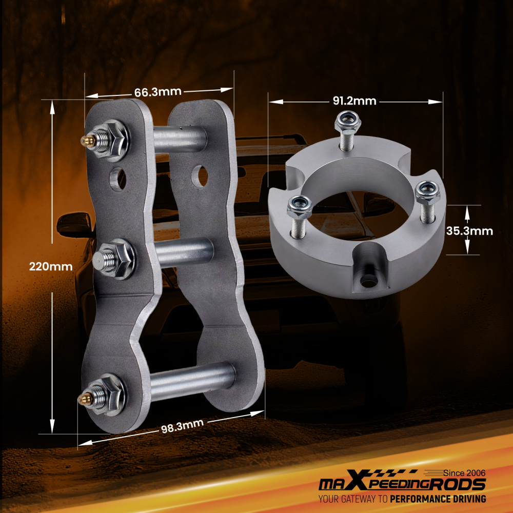 Lift Kit compatible for Toyota Hilux 4WD 2005-2014 3 inch Front Spacerand 2 inch Rear Shackles