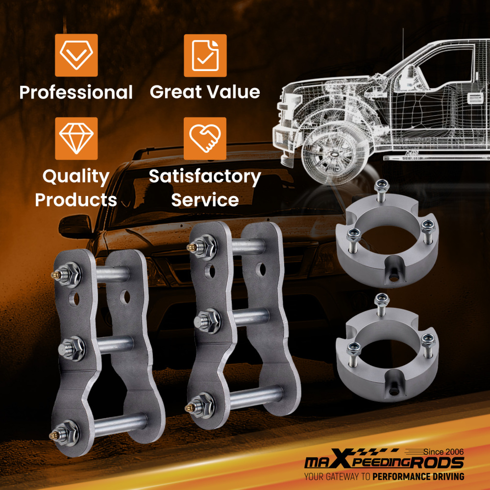 Lift Kit compatible for Toyota Hilux 4WD 2005-2014 3 inch Front Spacerand 2 inch Rear Shackles