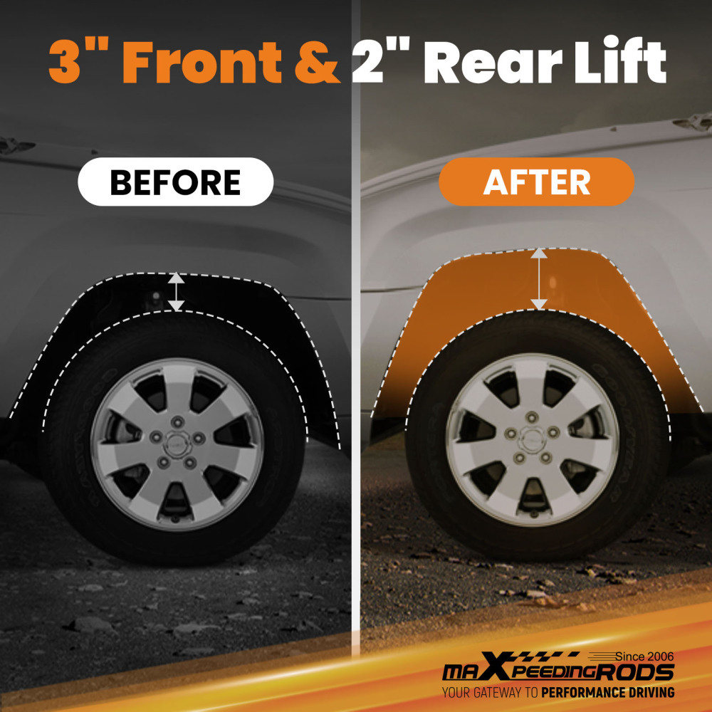 Lift Kit compatible for Toyota Hilux 4WD 2005-2014 3 inch Front Spacerand 2 inch Rear Shackles