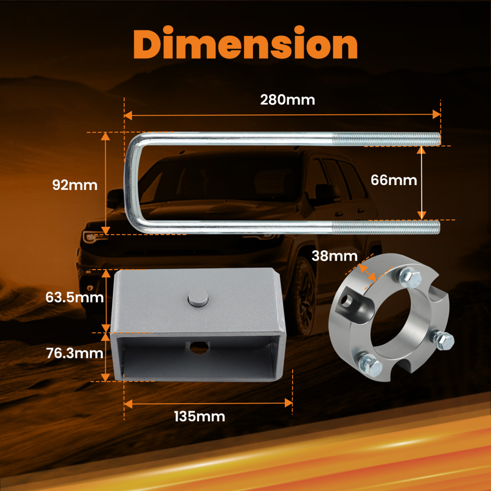 3 Front 3 Rear Full Leveling Lift Kit compatible for Toyota Tacoma 2005-2023 6-Lug