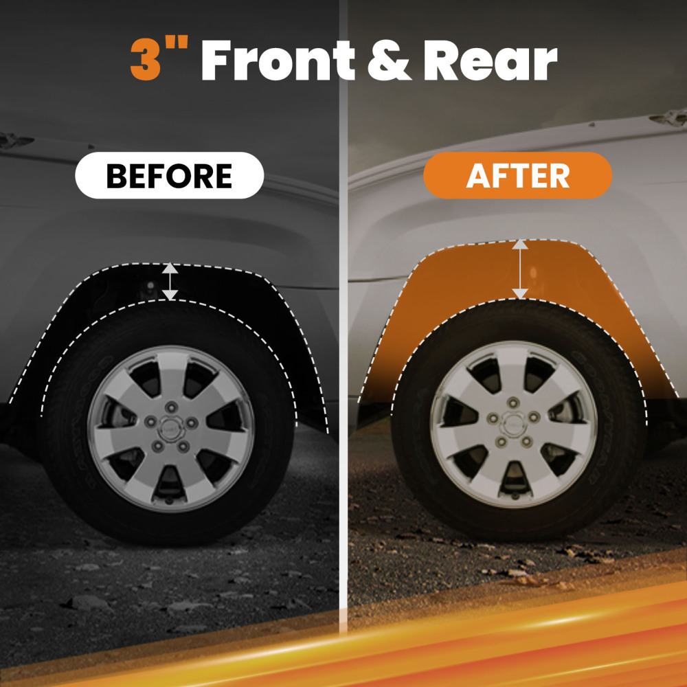 3 Front 3 Rear Full Leveling Lift Kit compatible for Toyota Tacoma 2005-2023 6-Lug