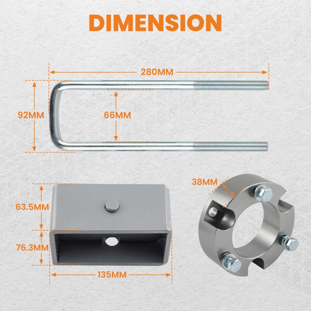 3 Front 3 Rear Leveling Lift Kit w/ Shocks compatible for Toyota Tacoma 4WD 2005-2023