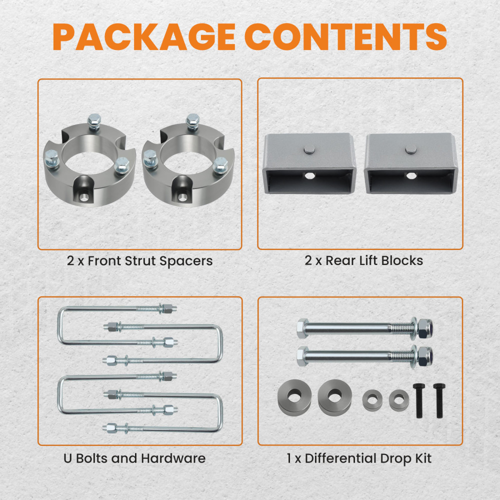 3 Front 2 Rear Leveling Lift Kit compatible for Toyota Tacoma 2005-2021 Strut Spacers