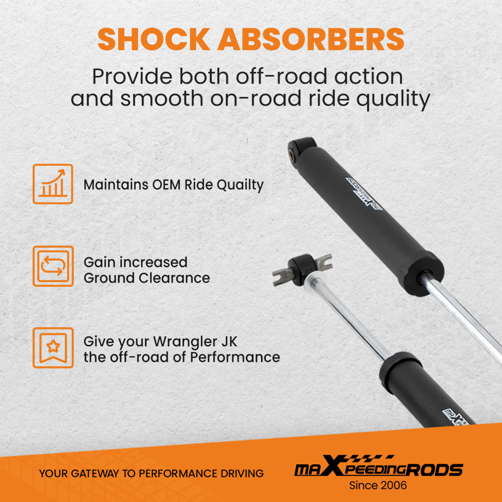 2.5 Suspension Lift Kit + Rear Track Bar compatible for Jeep Wrangler JK 4-Door 07-18