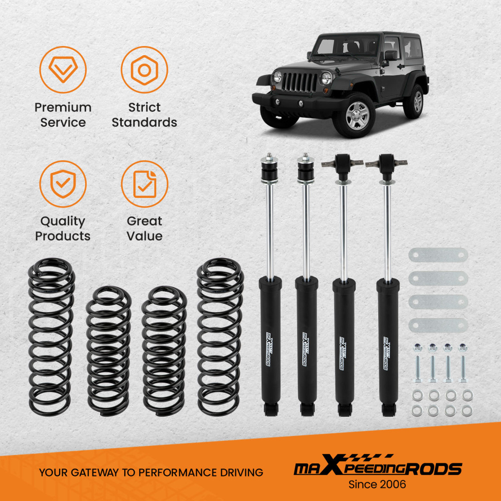 2.5 Suspension Lift Kit + Rear Track Bar compatible for Jeep Wrangler JK 4-Door 07-18