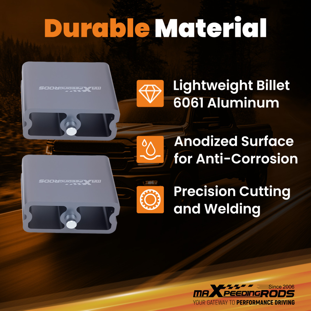 Universal Leaf Spring Lowering Block Kit 4 Drop w/ U-BoltsHardware Aluminum