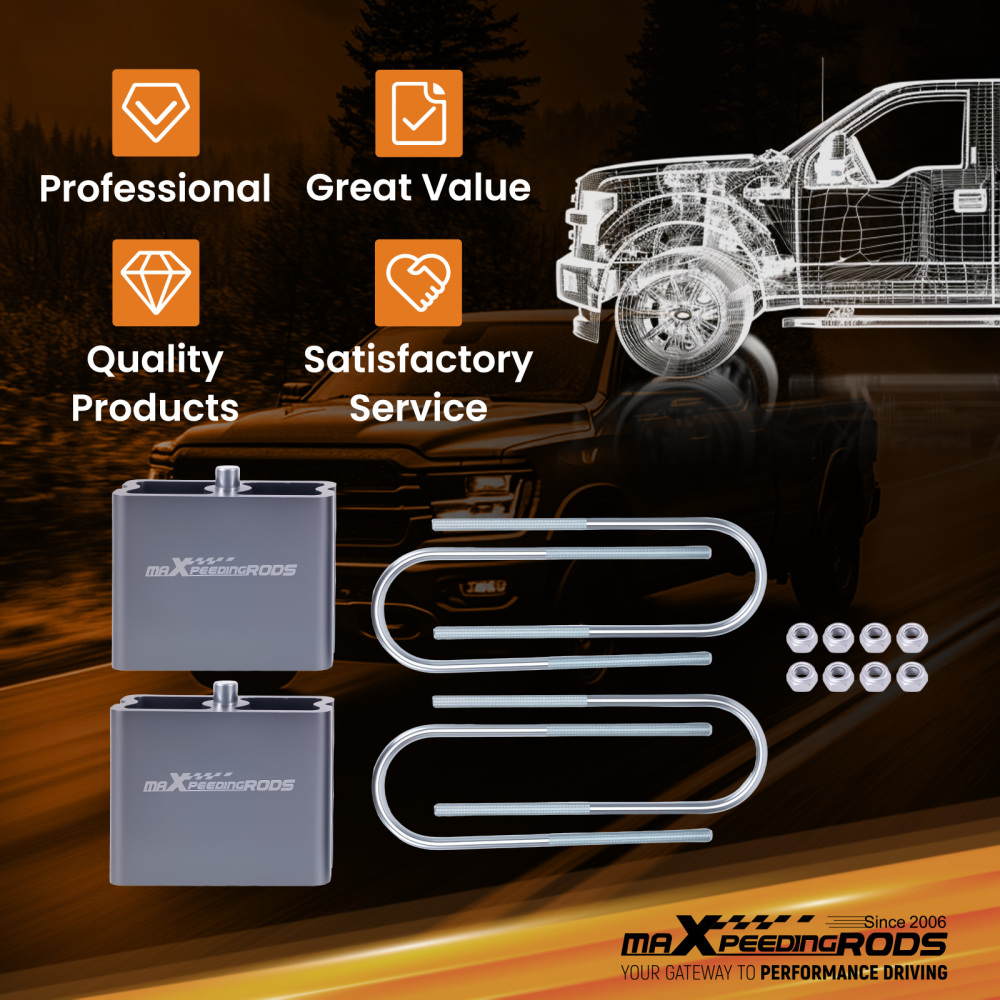 Universal Leaf Spring Lowering Block Kit 4 Drop w/ U-BoltsHardware Aluminum