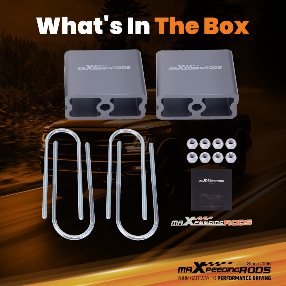 Universal Leaf Spring Lowering Block Kit 4 Drop w/ U-BoltsHardware Aluminum