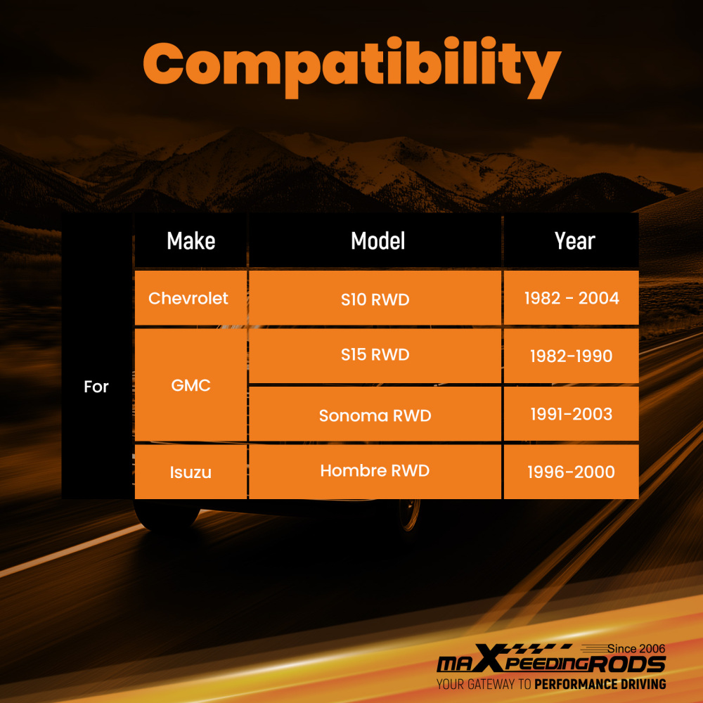 Front 0-3 Drop Shocks compatible for Chevy S10 compatible for GMC S15 Sonoma RWD 1982-2004 Pair