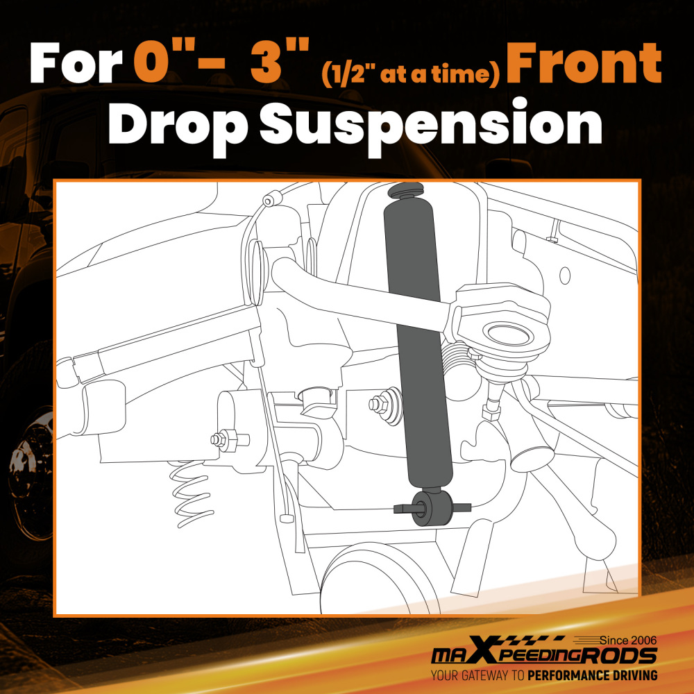 Height Adjustable Front Shocks compatible for Silverado Sierra 1500 2007-2018 0-3 Drop
