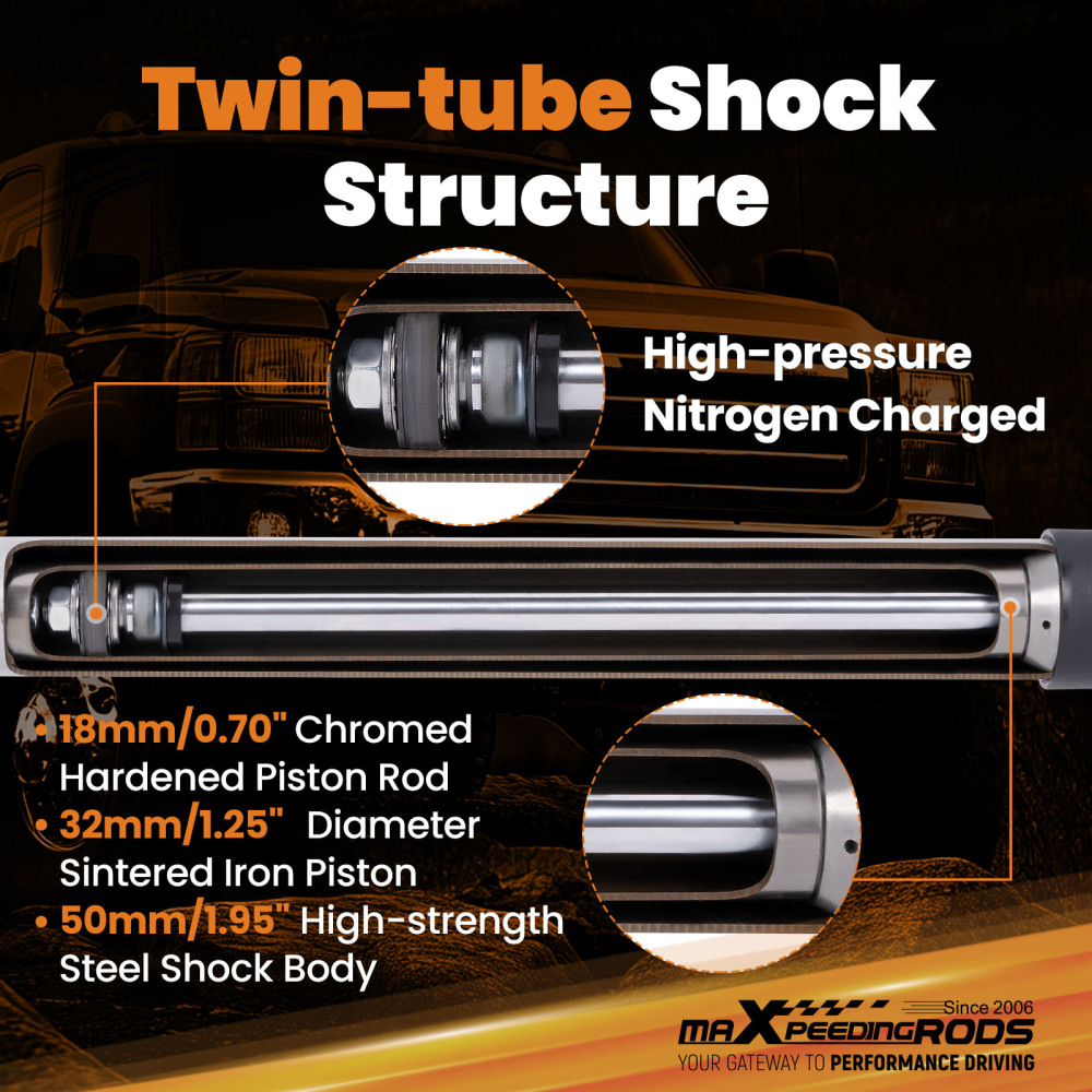 Height Adjustable Front Shocks compatible for Silverado Sierra 1500 2007-2018 0-3 Drop