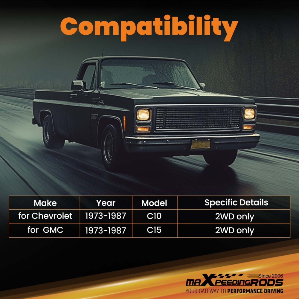 Front/Rear Shocks kitfor 2-5in F4-7 R Drop compatible for Chevy/GMC C10 1973-1987