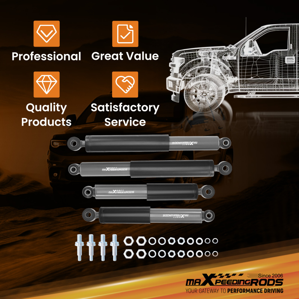 Front/Rear Shocks kitfor 2-5in F4-7 R Drop compatible for Chevy/GMC C10 1973-1987