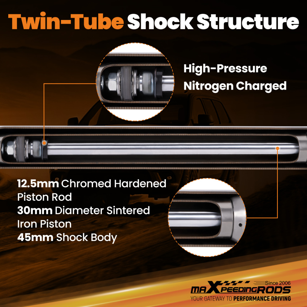 Front/Rear Shocks kitfor 2-5in F4-7 R Drop compatible for Chevy/GMC C10 1973-1987