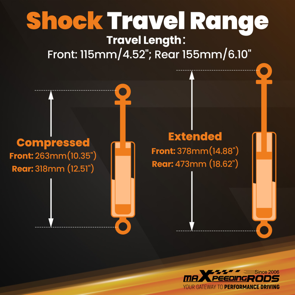 Front/Rear Shocks kitfor 2-5in F4-7 R Drop compatible for Chevy/GMC C10 1973-1987
