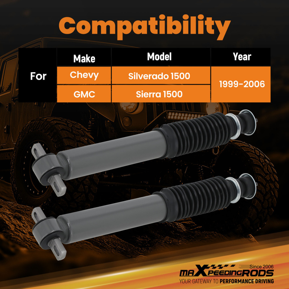 Pair Lowering Front Shocks 2inch - 5inch Drop Compatible For Chevy /GMC 99-06 2WD