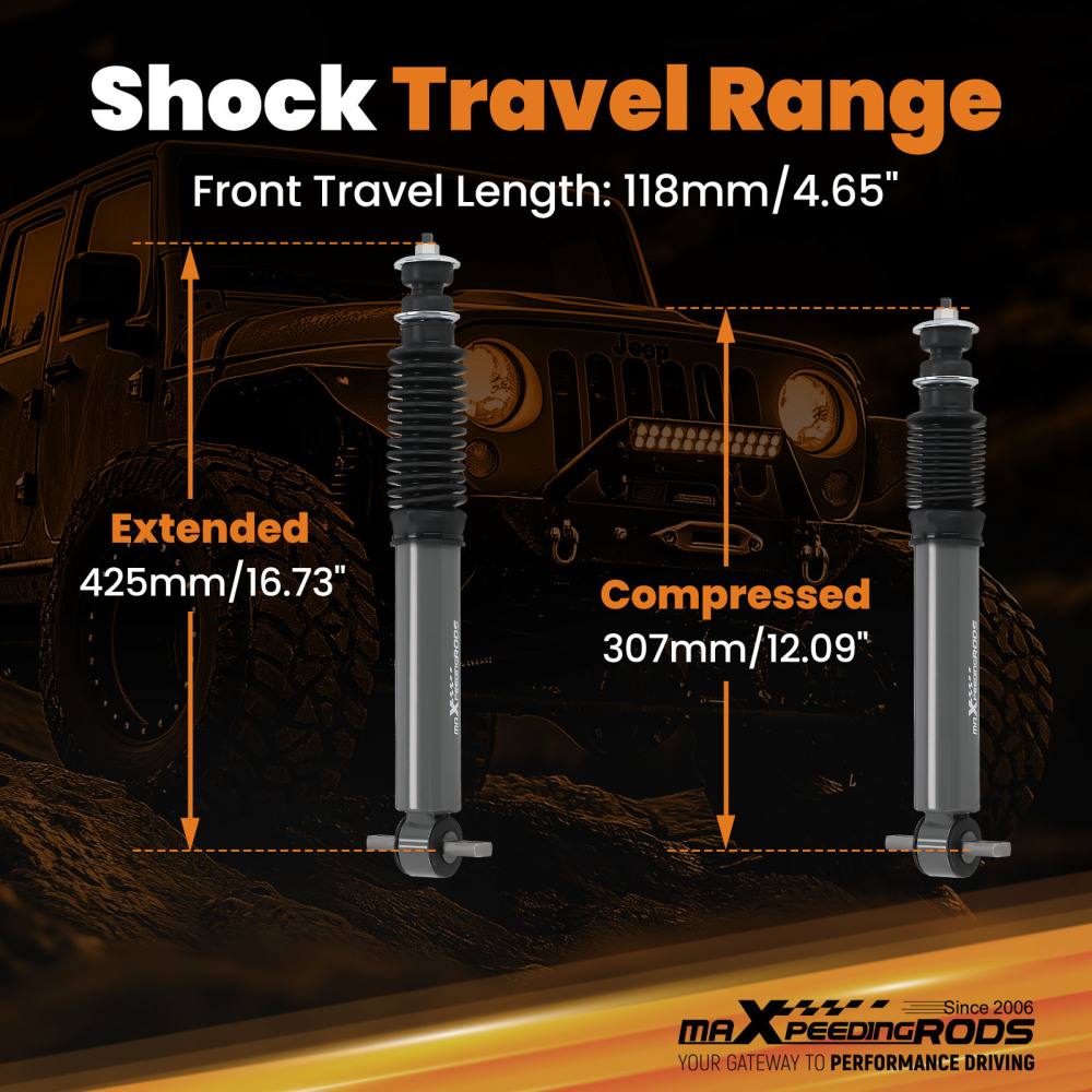 Pair Lowering Front Shocks 2inch - 5inch Drop Compatible For Chevy /GMC 99-06 2WD
