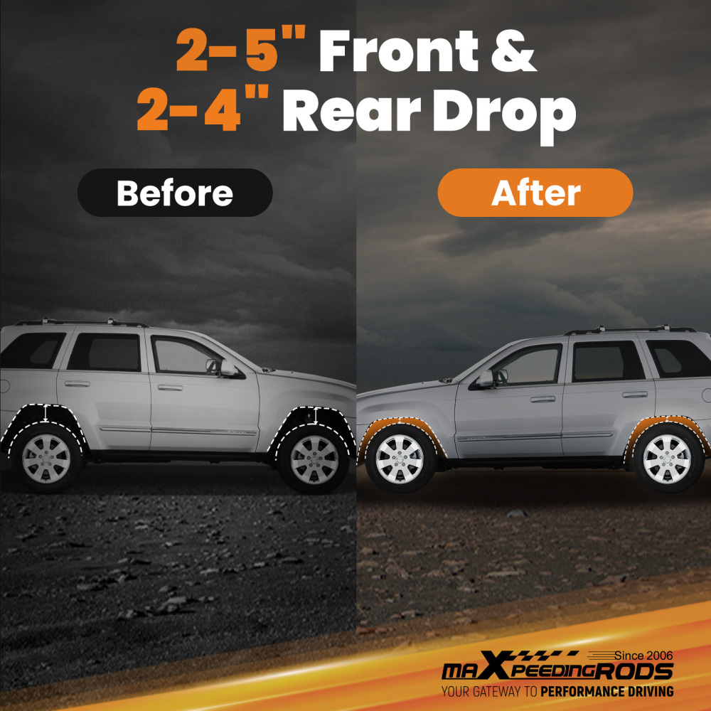 Front Rear Lowering Shocks kit F2-5R2-4 Drop compatible for Chevy /GMC 1999-2006