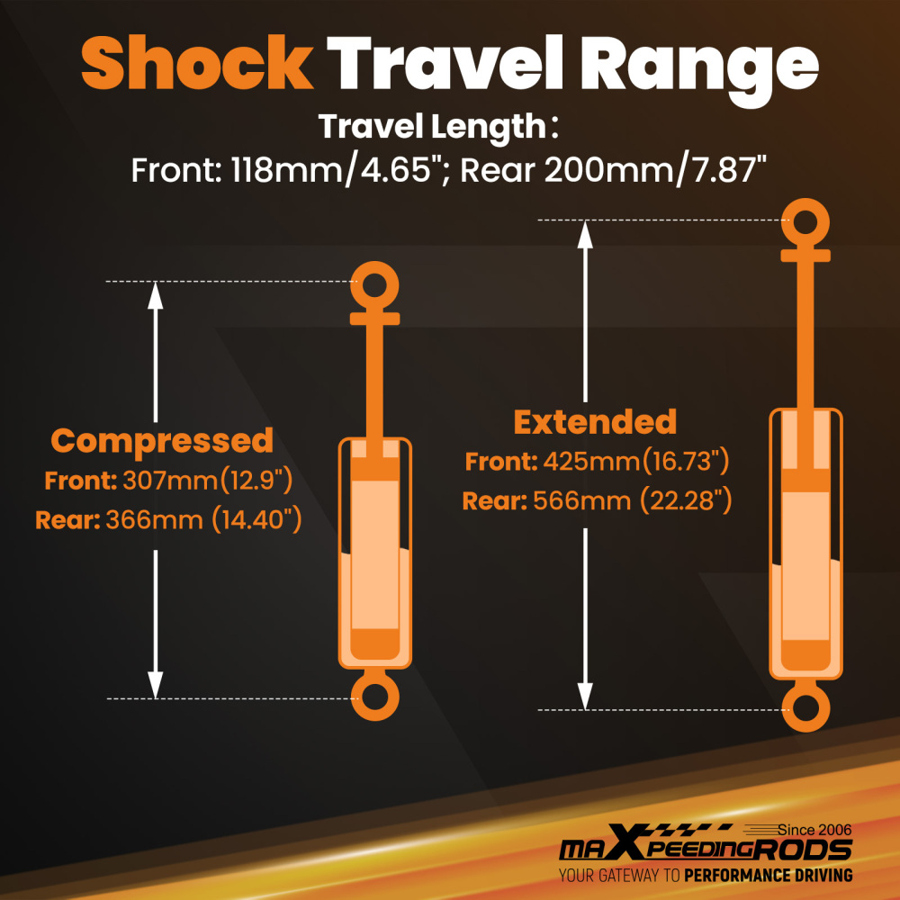 Front Rear Lowering Shocks kit F2-5R2-4 Drop compatible for Chevy /GMC 1999-2006