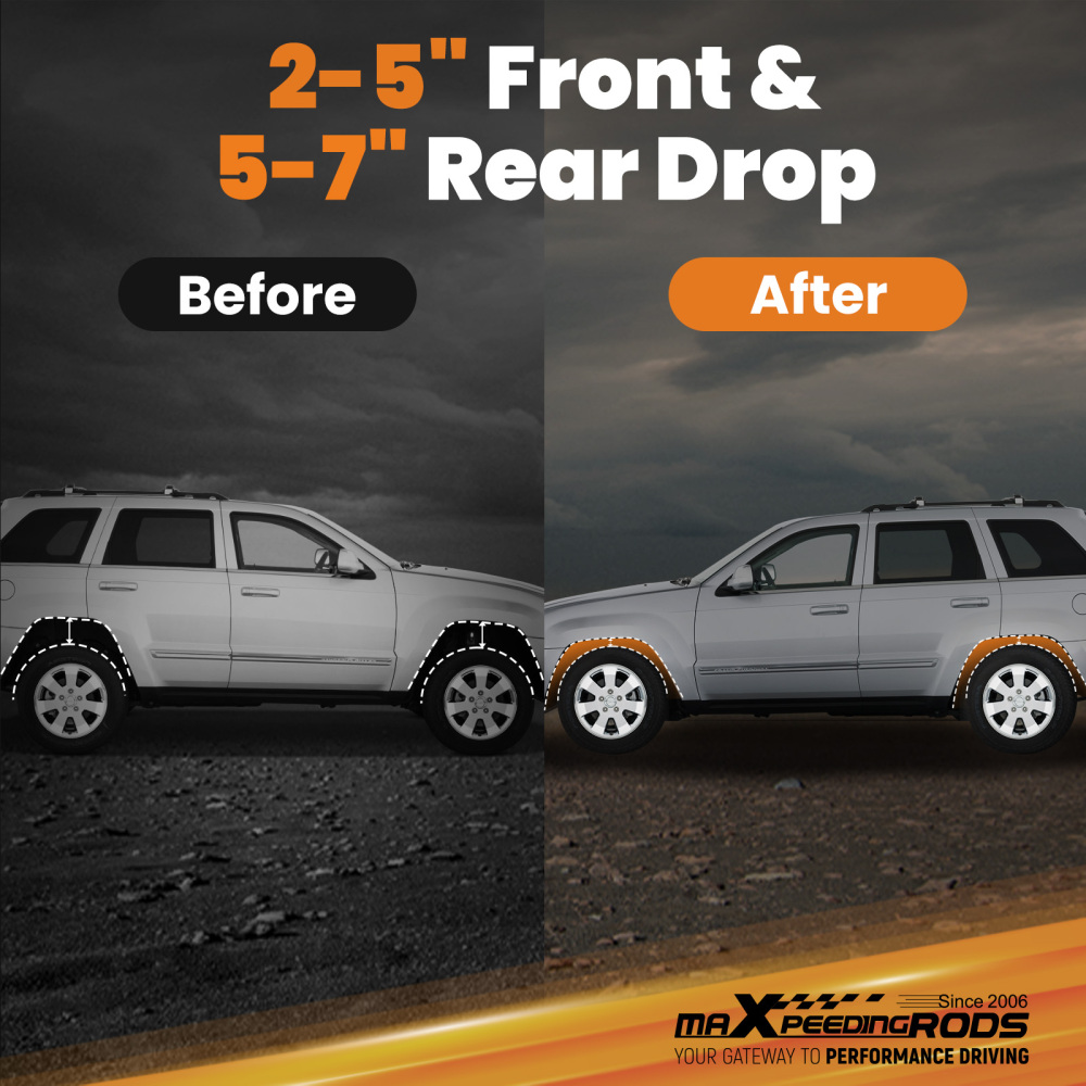 Front Rear Lowering Shocks kit F2-5R5-7 Drop compatible for Chevy /GMC 1999-2006