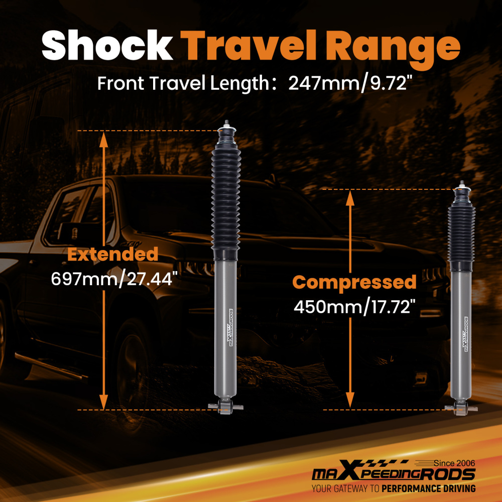 6.5-8inch Lift Front Shock Absorbers compatible for Chevy Silverado/GMC Sierra 2WD 99-2007