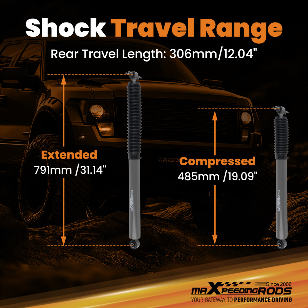 Twin-Tube Rear Lift Shocks compatible for Chevrolet GMC K1500 C1500 88-99 4WD RWD 4-6