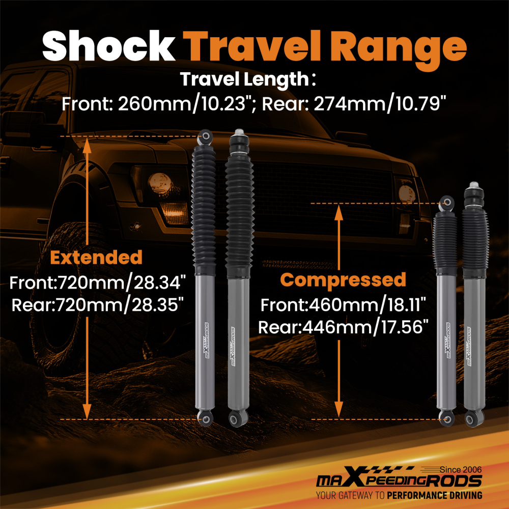 0-2.5 Front + 0-3 Rear Lift Shocks compatible for Dodge Compatible for RAM 2500 4WD 2003-2013