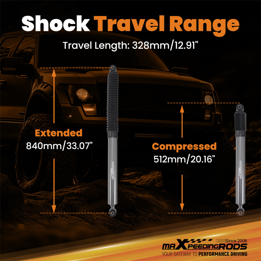 4-7.5 Lift Rear Shock Absorbers compatible for Ford F-150 2009-2025 High Durability